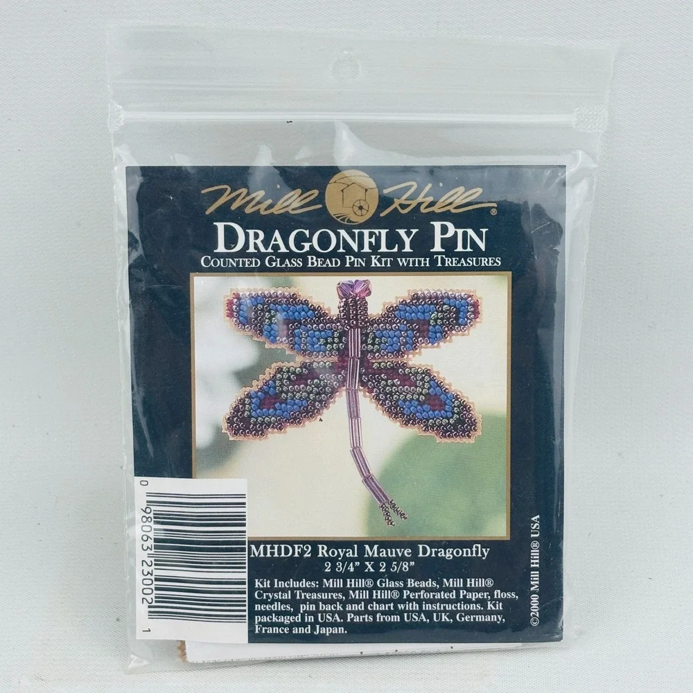 Mill Hill Royal‎ Mauve Dragonfly Pin Kit Counted Glass Bead MHDF2